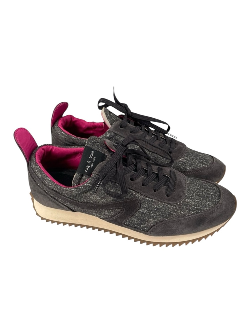 rag & bone Retro Runner Sneakers Size 39.5 Denim Print Upper Suede Trim